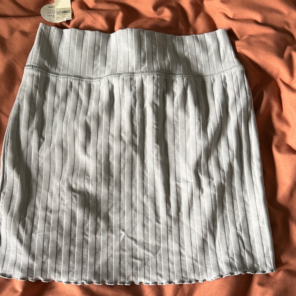 Aerie Light Gray Striped Mini Skirt